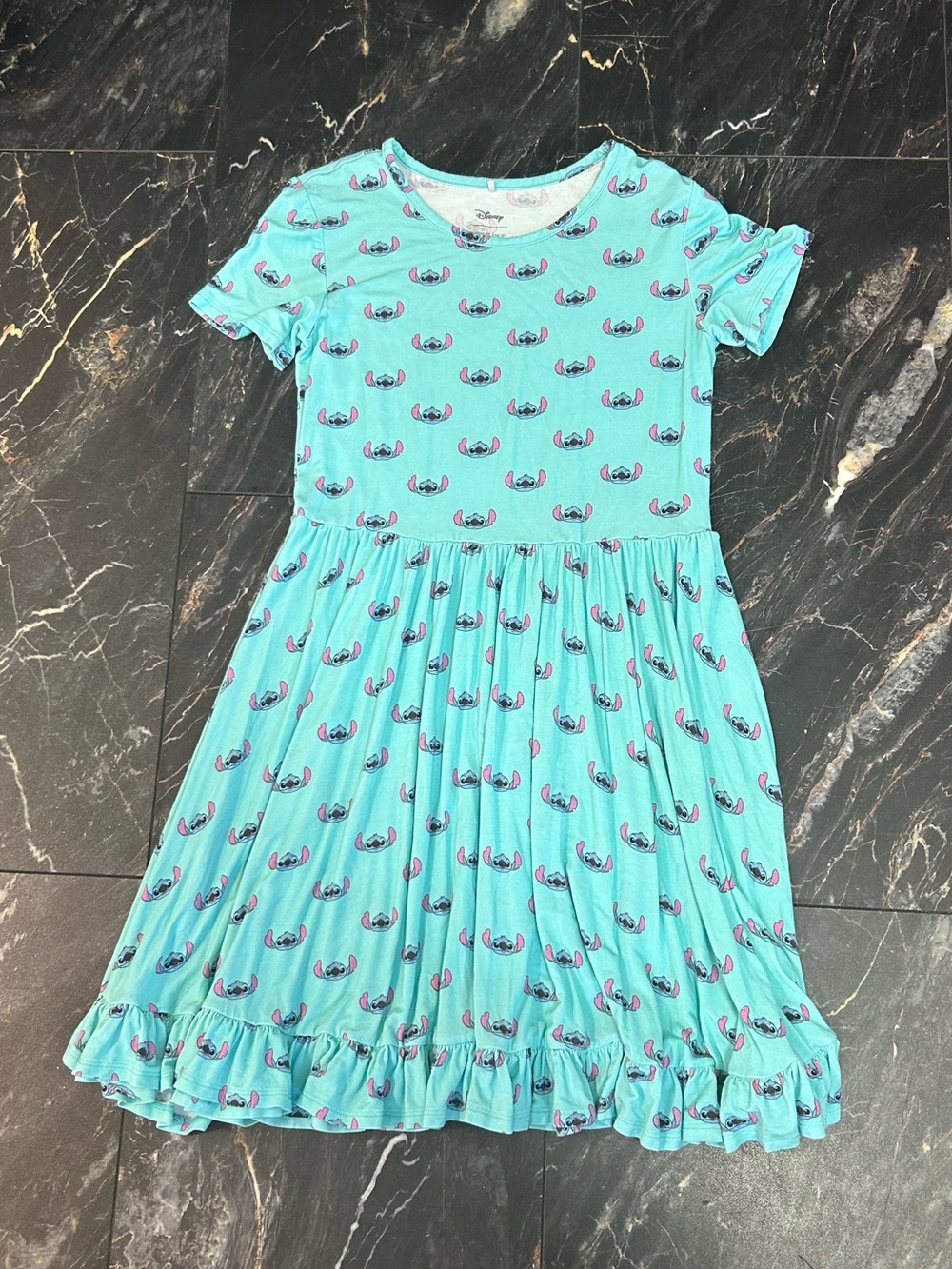 Posh Peanut Aqua Short Sleeve Knit Dress with Ruffle Hem